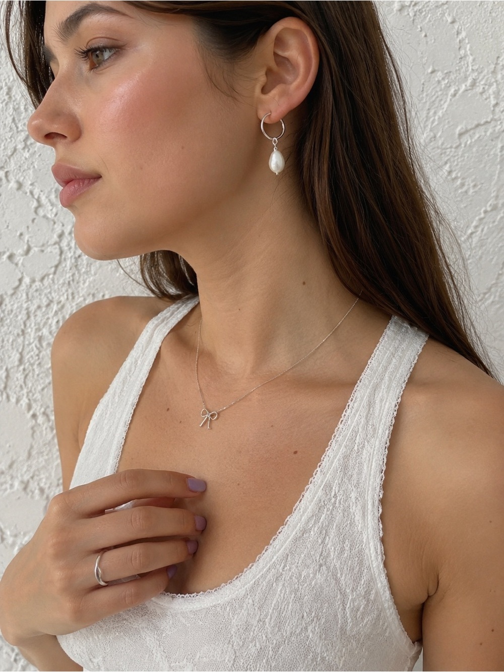 NWT Sterling Silver Cultured Freshwater Pearl Hoop Earrings 925 Argent